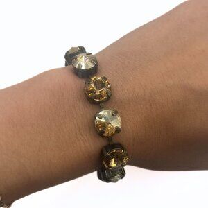 Handcrafted Swarovski Topaz, Champagne, and Golden Tan Crystal Bracelet Antique